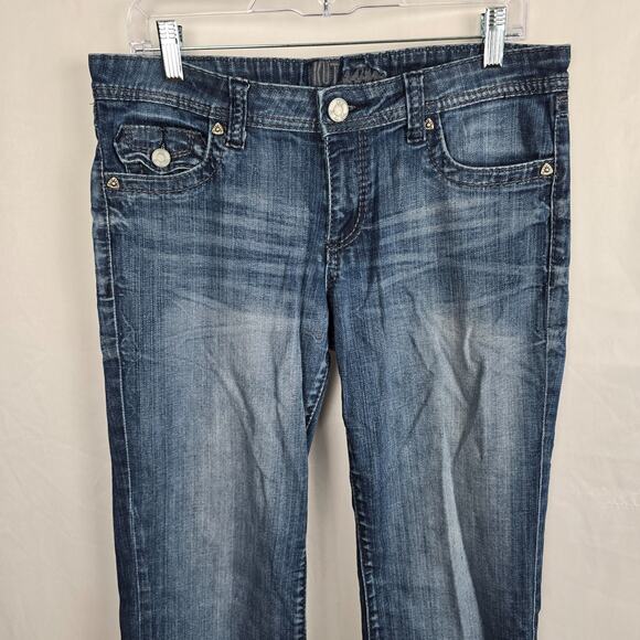 Kut from the Kloth Straight Jeans Women's 10 Blue Dark Wash Flap Pocket - Picture 3 of 16